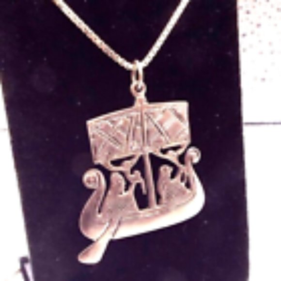 Sterling Silver Celtic  Ship Pendant Necklace - Picture 2 of 3